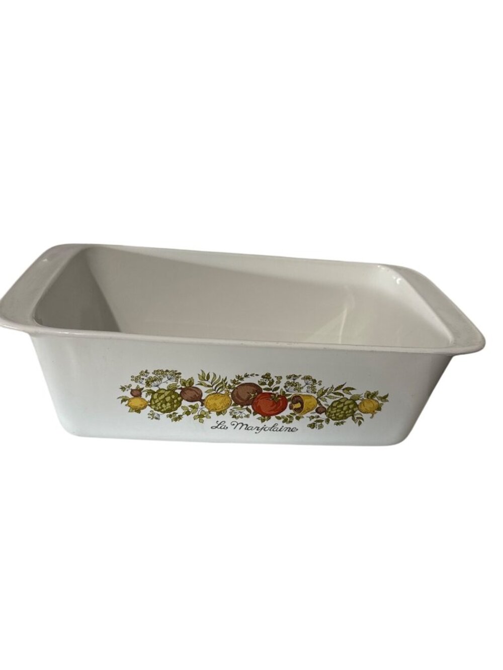 CorningWare La Marjolaine Loaf Pan 1.5 Qt Vegetable Print White Rectangular